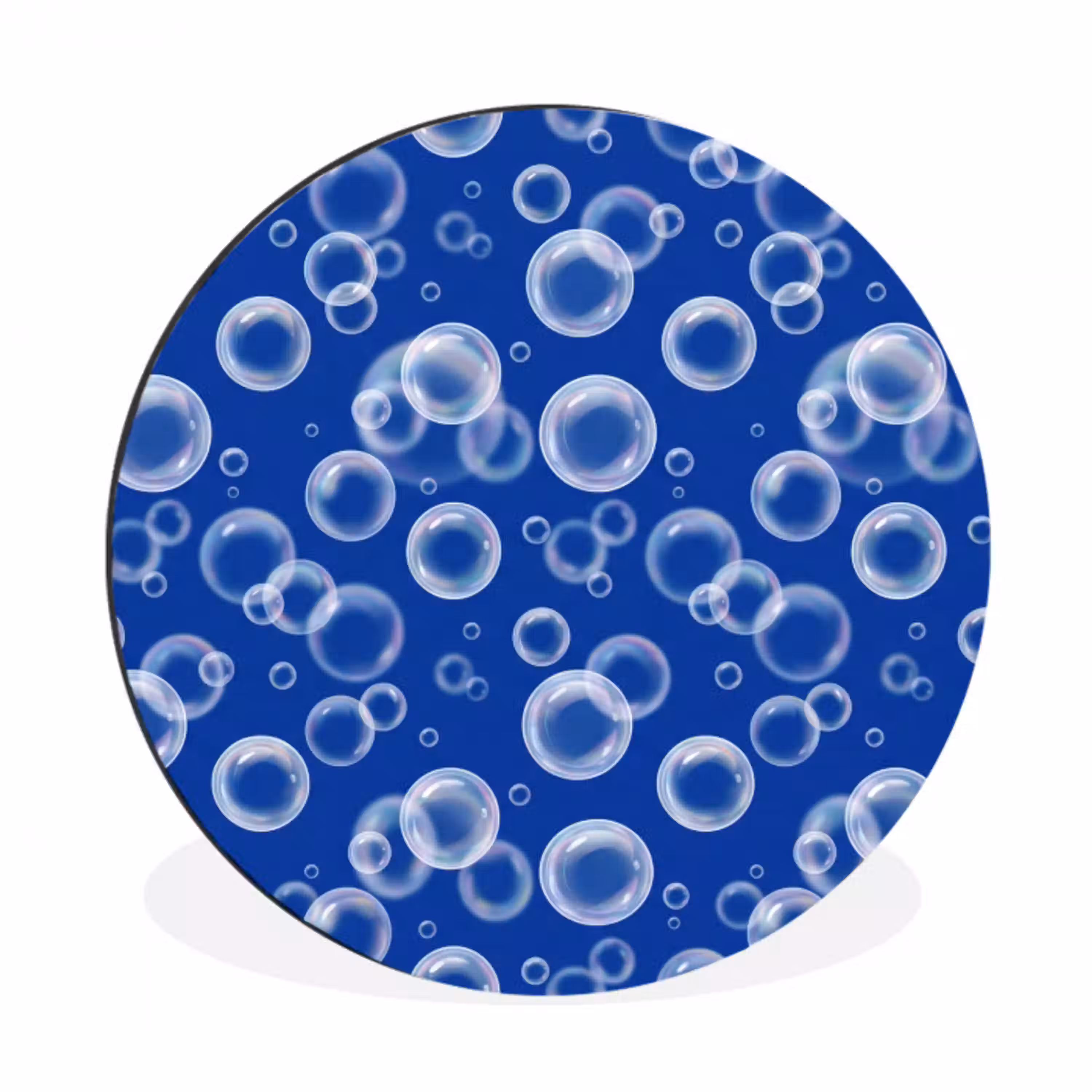 Bubbels - Patroon - Blauw Wandcirkel aluminium klein -3d