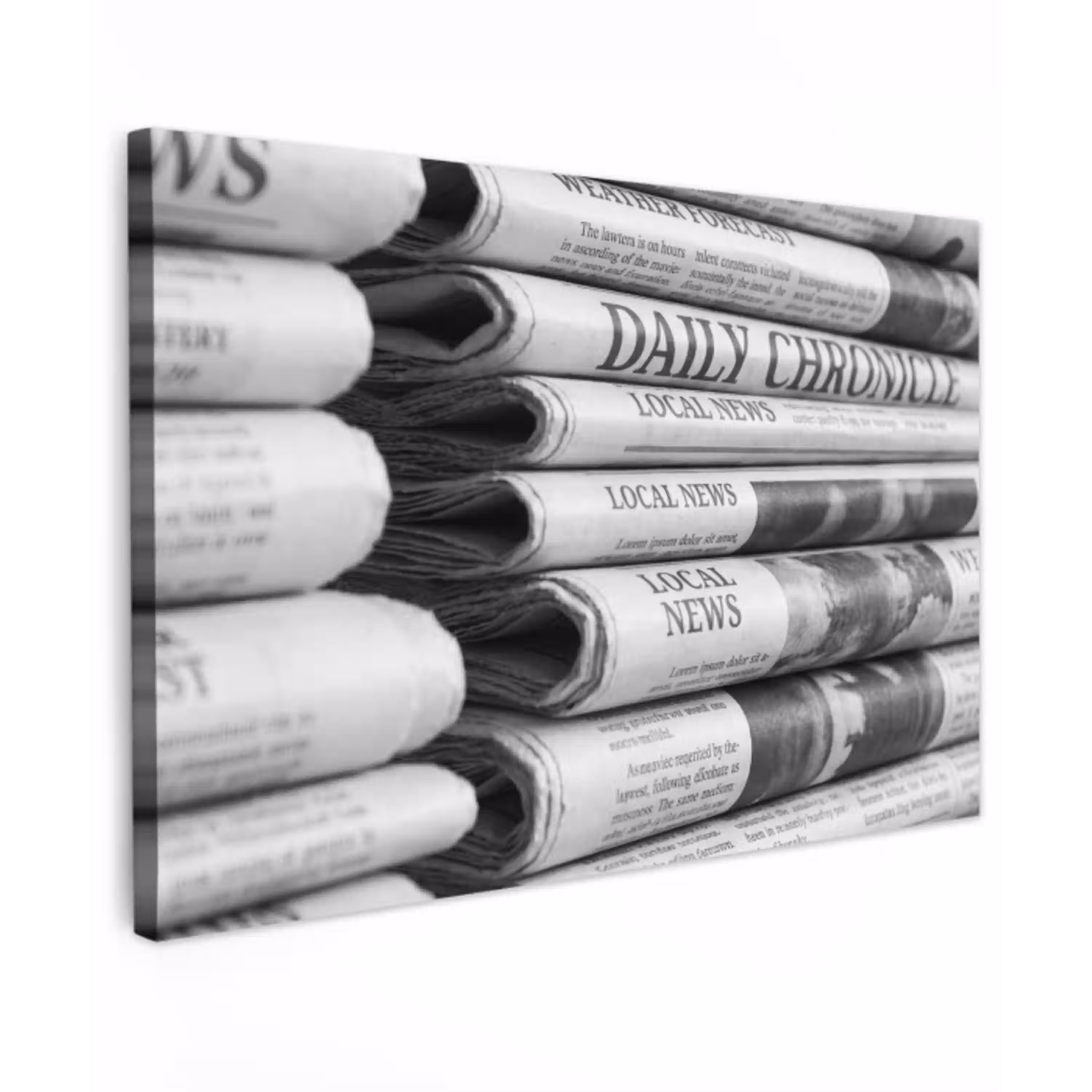 Krant - Stapel - Nieuws - Zwart-wit - Media canvas 2cm klein -z3d
