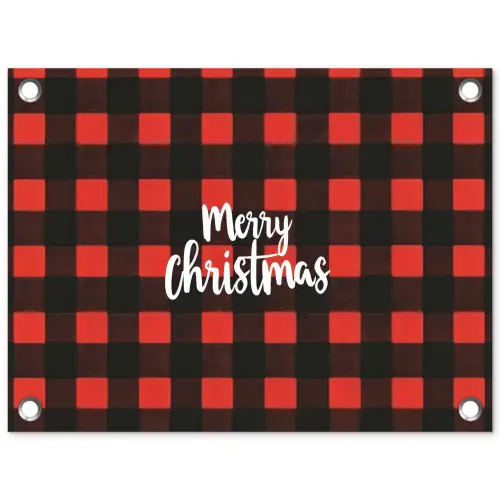 Geruit - Rood - Tekst - Christmas tuinposter los doek klein -3d