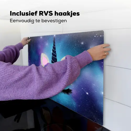 Eenhoorn - Sterren - Magisch - Blauw Inductie beschemer met haakjes middel -ky-ophangen-nl
