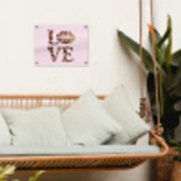 Tekst - Love - Pantervacht - Lichtroze tuinposter los doek klein -sfeer7