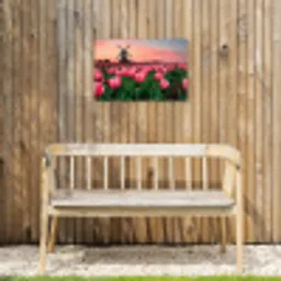 Tulpen - Molen - Nederland Tuinposter op houten frame 2 cm dik klein -sfeer4