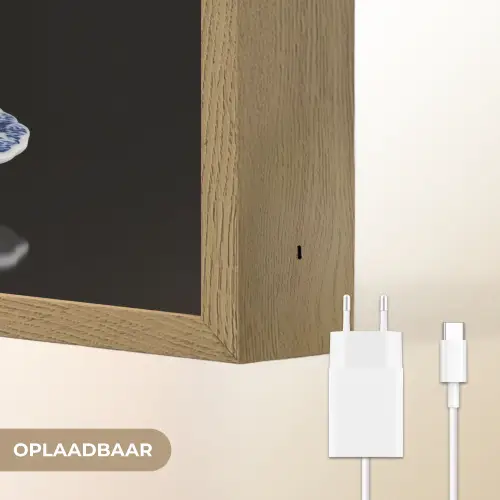Taart - Slagroom - Kers - Bord - Delfts blauw Light Box met batterij (Wandlamp) middel -USP_websiteoplaadbaarNL