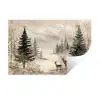 Bos - Herten - Winter - Sneeuw Muursticker klein -3d