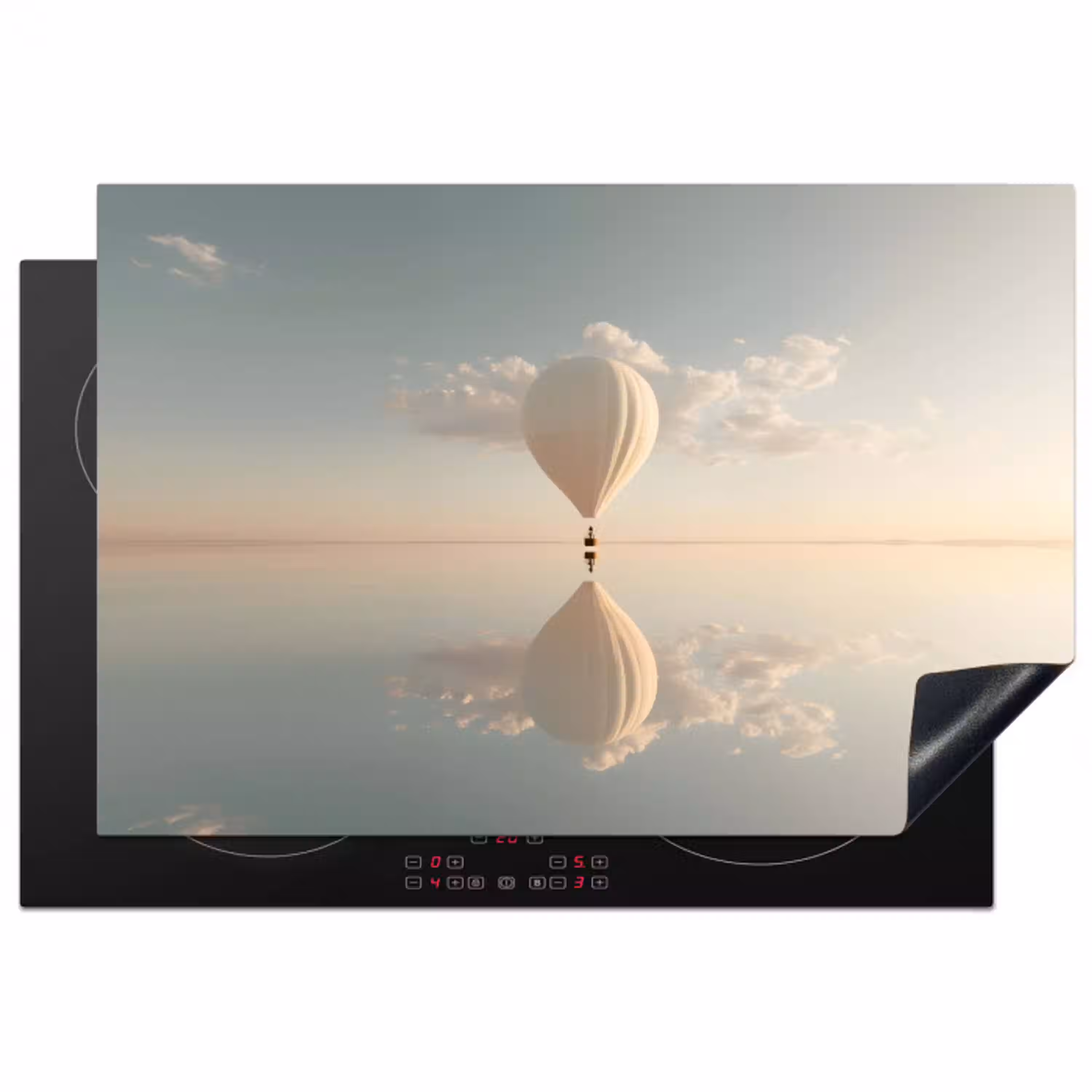Luchtballon - Wolken - Water - Blauw Inductie beschermer vinyl 3mm klein -3d