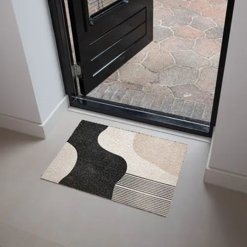 Abstract - Japandi - Beige - Modern Deurmat klein -sfeer5