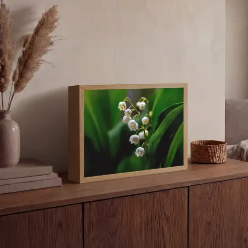Bloemen - Wit - Bladeren - Lelietjes Light Box met batterij (Wandlamp) middel -sfeer2