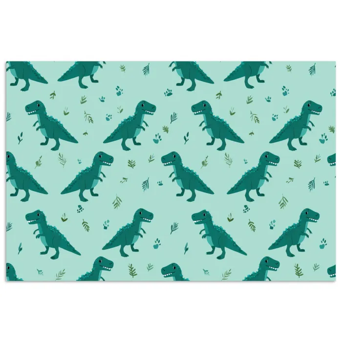 Donkergroen - Dinosaurussen - Afdrukken - Bladeren poster papier klein -3d