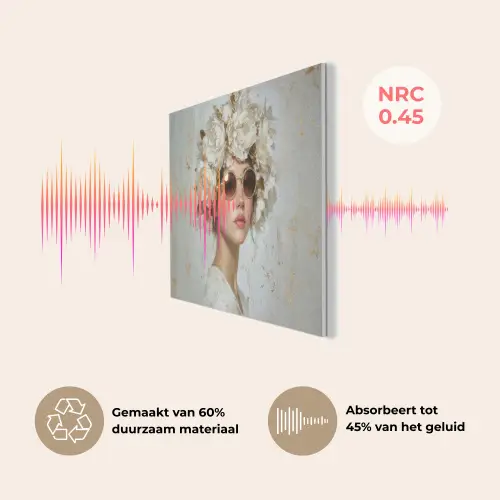 Schilderij - Vrouw - Zonnebril - Bloemenkrans PET vilt klein -USP_NL