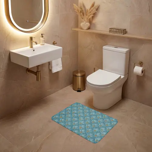 Symmetrisch - Patroon - Blauw WCmat klein 1009 -sfeer3