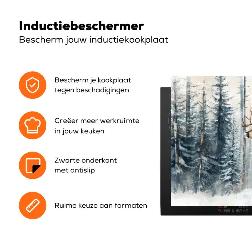 Rendier - Sneeuw - Woud - Wit Inductie beschermer vinyl 3mm klein -zzzzzzz-td-ups