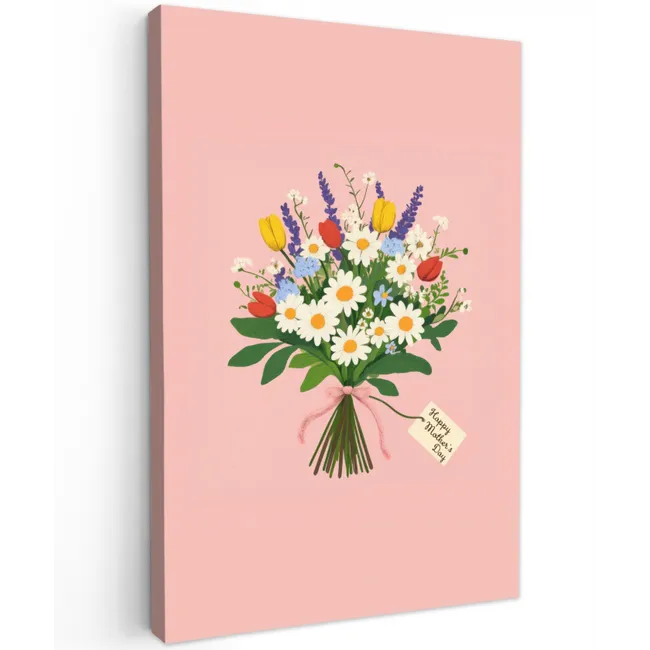 Bloemen - Lint - Kaartje Tuinposter op houten frame 2 cm dik klein -3d