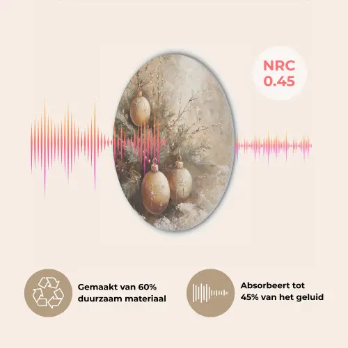 Kerst - Kerstballen - Beige - Goud Akoestische PET Vilt - Rond klein -USP_NL