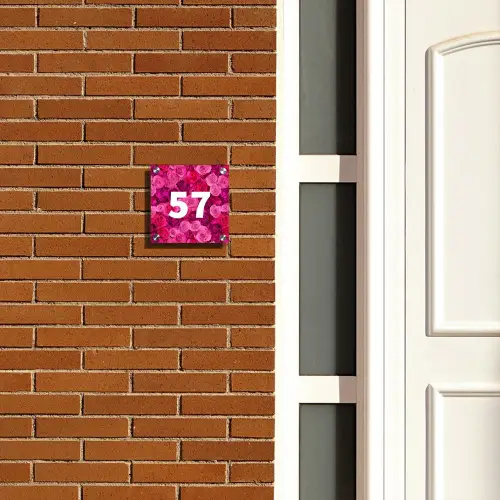Roze rozen - Traditioneel Naambord Vierkant klein -sfeer3-XS