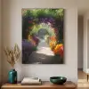 Doorkijk - Pad - Bloemen - Struik - Kleurrijk Textielframe zwart klein -sfeer1