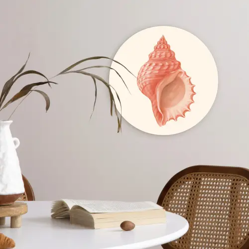Schelp - Roze - Structuur Wandcirkel kunststof plaat 5mm dik klein -sfeer4