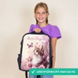 Kitten - Vlinders - Paars - Bloemen Rugzak - Zwart middel -sfeer4_DE
