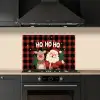 Kerstman - Rendier - Tekst - Rood - Zwart keuken achterwand spatscherm klein -sfeer1
