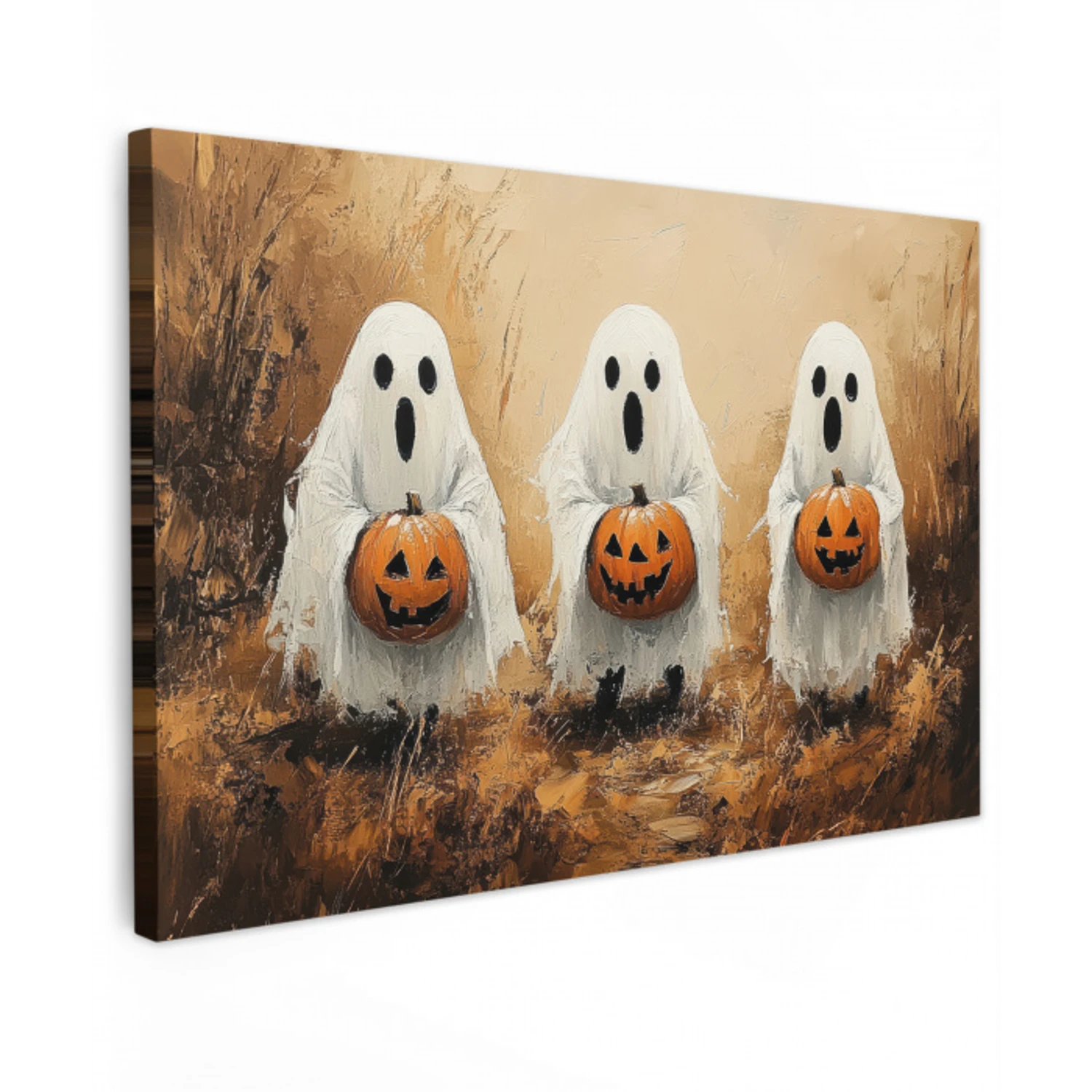 Halloween - Pompoen - Spook - Herfst Tuinposter op houten frame 2 cm dik klein -3d