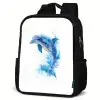 Springende dolfijn in aquarelspetters Rugzak - Zwart middel -schuin