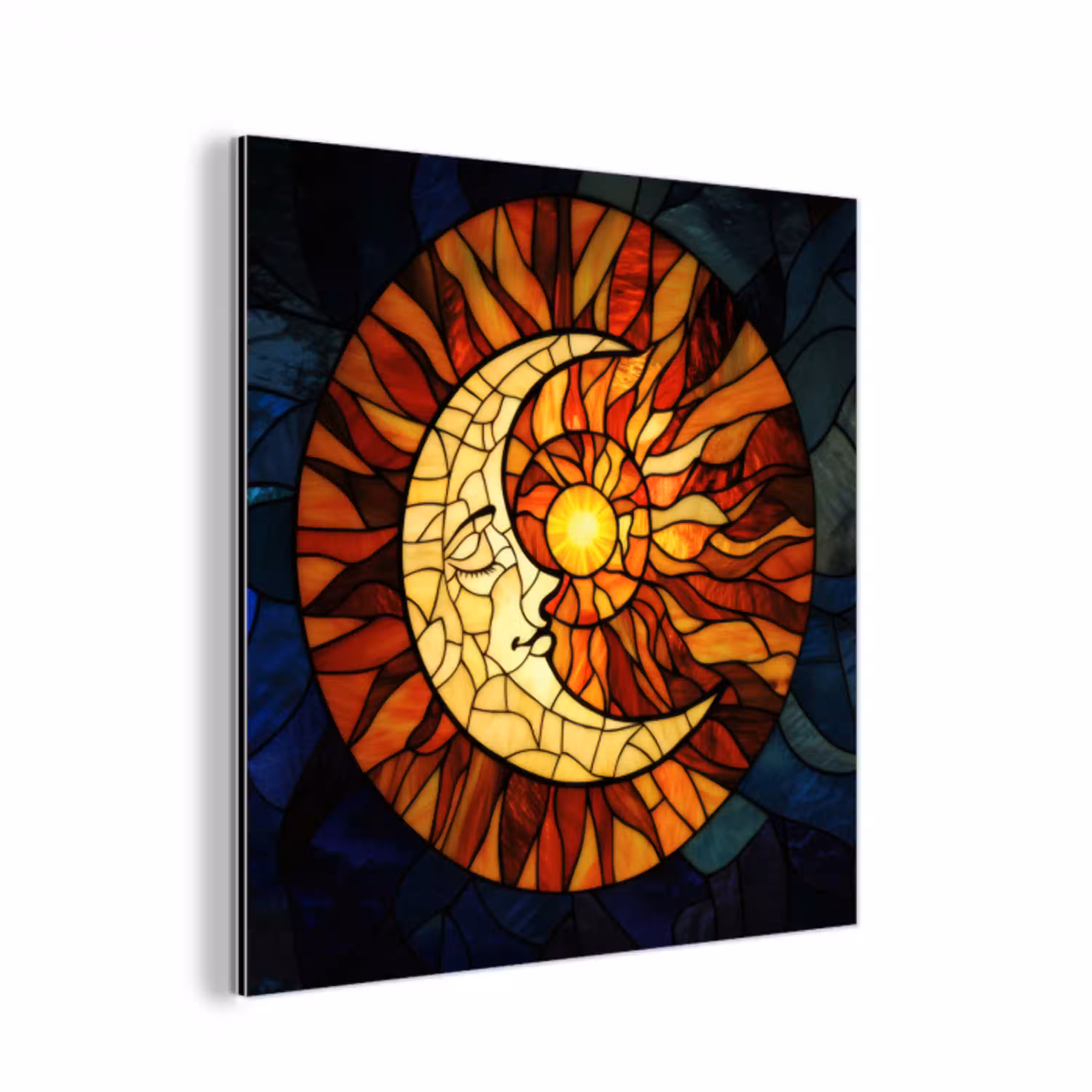 Mozaïek - Glas - Maan - Donkerblauw aluminium wit klein -3d