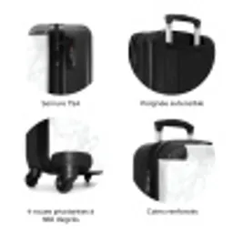 Minimalistisch - Wit - Grijze aders NBS - Handbagage koffer - Volwassenen Unisex middel zzzzzzzbolletjes_FR