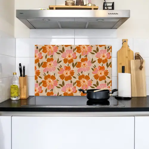 Bloemen - Motief - Retro Inductie beschemer met haakjes klein 777 -sfeer2