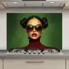 Vrouw - Groen - Bril - Aesthetic - Modern keuken achterwand spatscherm klein -3d_website
