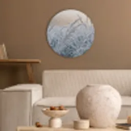 Rijp - Gras - Kristallen - Winter - Minimalistisch Akoestische PET Vilt - Rond klein -sfeer1