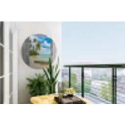 Kano - Strand - Palmboom - Strand - Doorkijk Wandcirkel tuinposter met ringen klein -buiten1