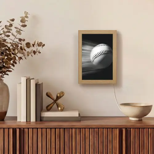 Honkbal - Wit - Vliegt Light Box met kabel (Tafellamp) klein -sfeer2