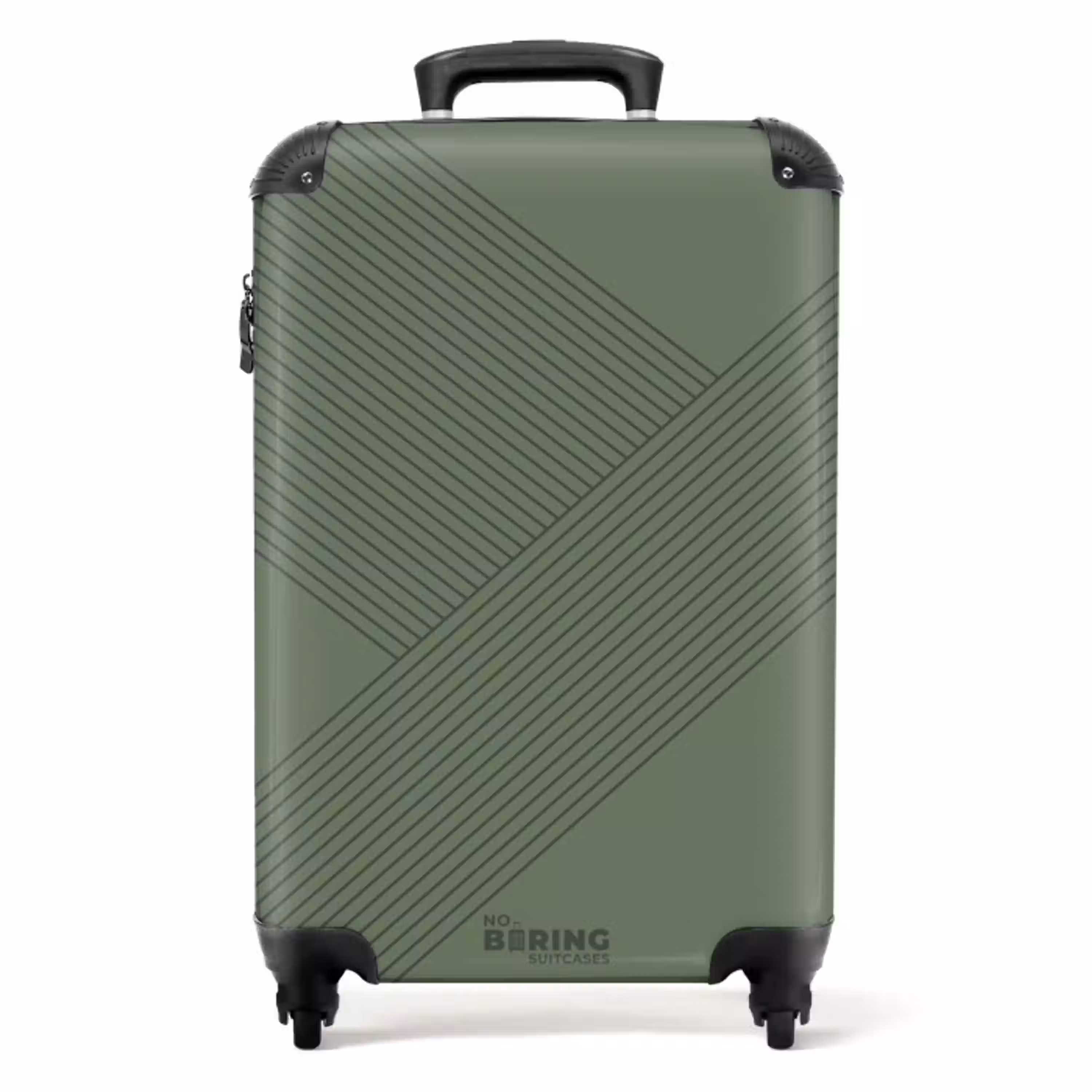 Minimal - Kruisende lijnen op Grijsgroen NBS - Handbagage koffer - Unisex middel -productfoto_recht