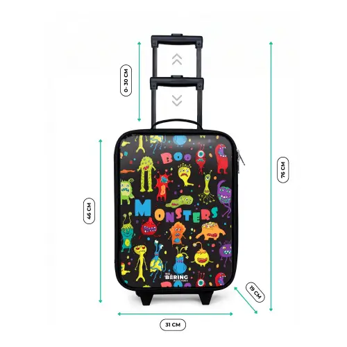 Patroon van monsters Kinderkoffer - Zwart klein -productfoto_formaten