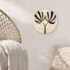 Bladeren - Gestreept - Stengel - Beige Wandcirkel kunststof plaat 5mm dik klein -sfeer5