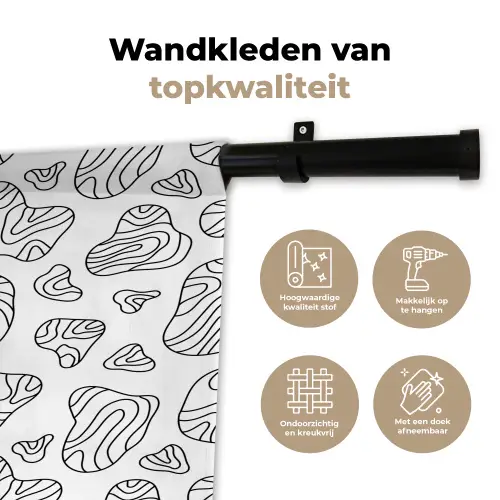 Organisch - Lijnen - Zwart Wandkleed katoen klein 269 -sfeer2