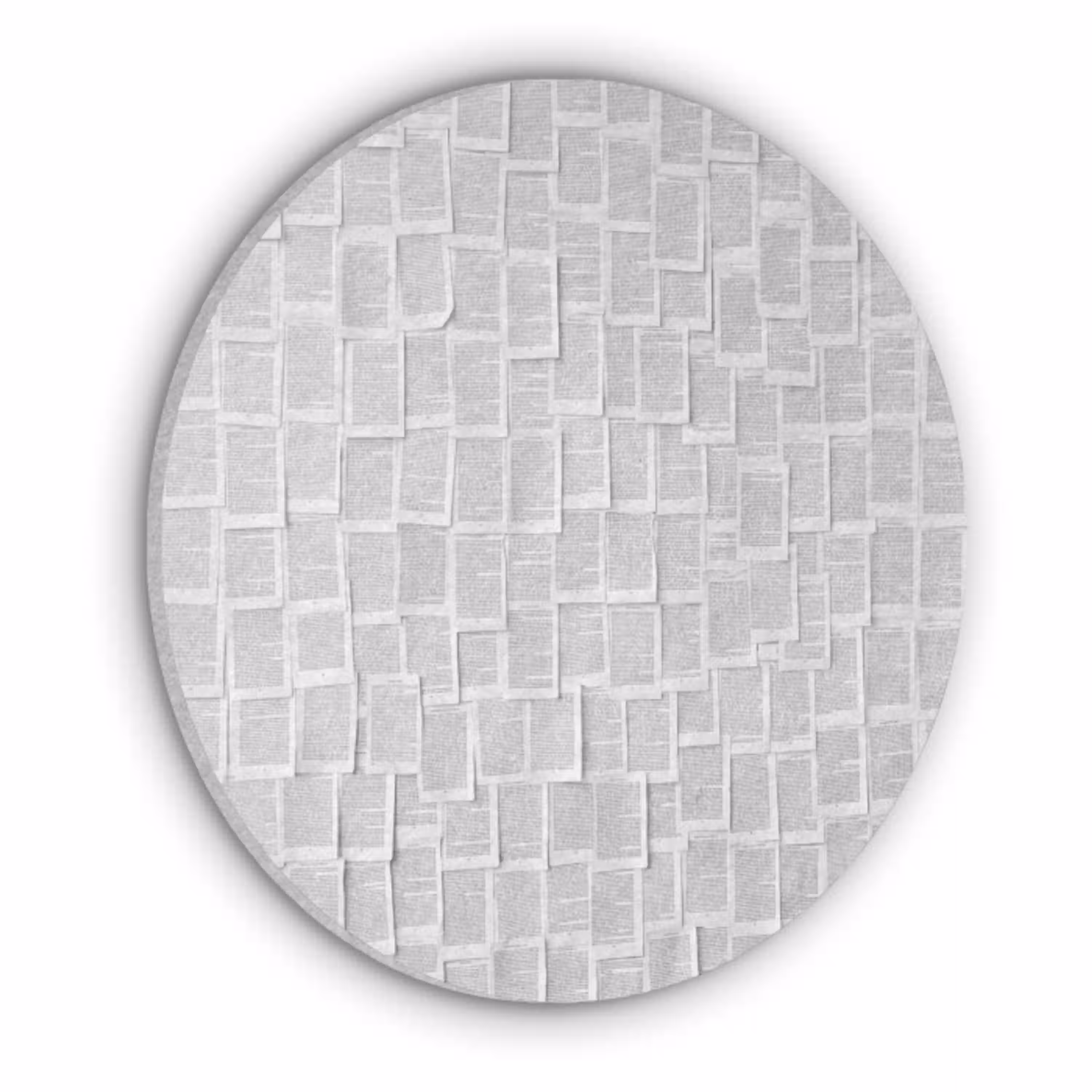 Papier - Overlappend - Textuur - Modern - Wit Akoestische PET Vilt - Rond klein -3d