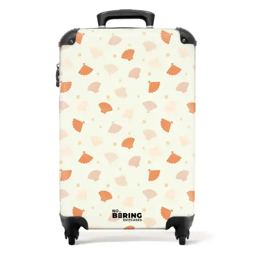 Schelpen patroon oranje NBS - Handbagage koffer - Kinderen Unisex middel -productfoto_recht