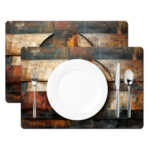 Kunst - Bruin - Abstract - Hout motief Placemat vinyl groot -zzsfeer2_Kitchenyeah-website