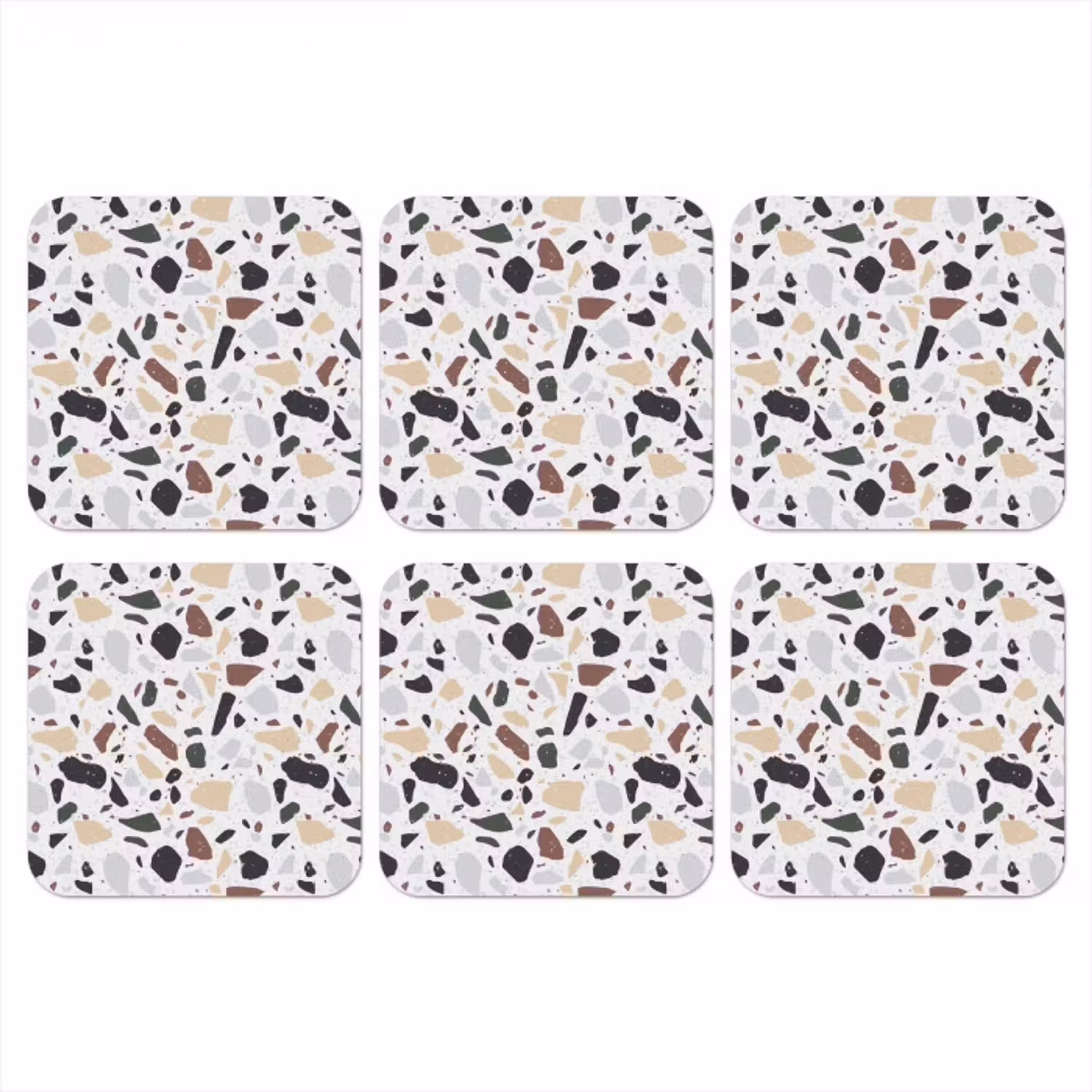 Terrazzo -  Patroon - Kleurrijk - Klei onderzetter kurk middel 366 -3d