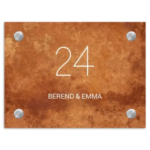 Roest - Klassiek Naambord Rechthoek middel -3d