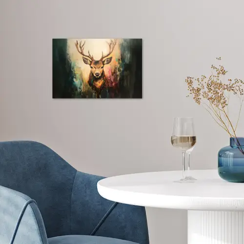 Hert - Geverfd - Gewei - Bruin poster papier klein -sfeer3