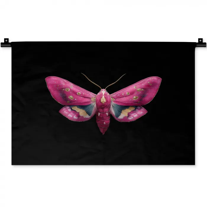 Vlinder - Roze - Nachtvlinder Wandkleed katoen klein -zz3d