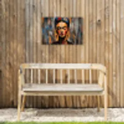Portret - Vrouw - Bloemen Tuinposter op houten frame 2 cm dik klein -sfeer4