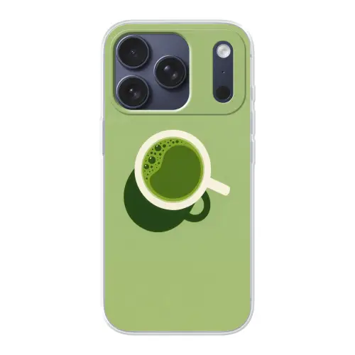 Minimalistisch - Kopjes - Matcha -Groen Telefoonhoesje iPhone 17 Pro klein -3d