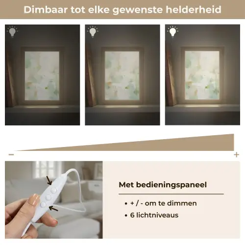 Abstract - Kunst - Wit - Groen - Modern Light Box met kabel (Tafellamp) klein -USP_dimbaarNL