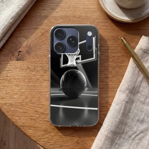 Basketbal - Basketbalveld - Lichtlijnen Telefoonhoesje iPhone 17 Pro klein -sfeer1