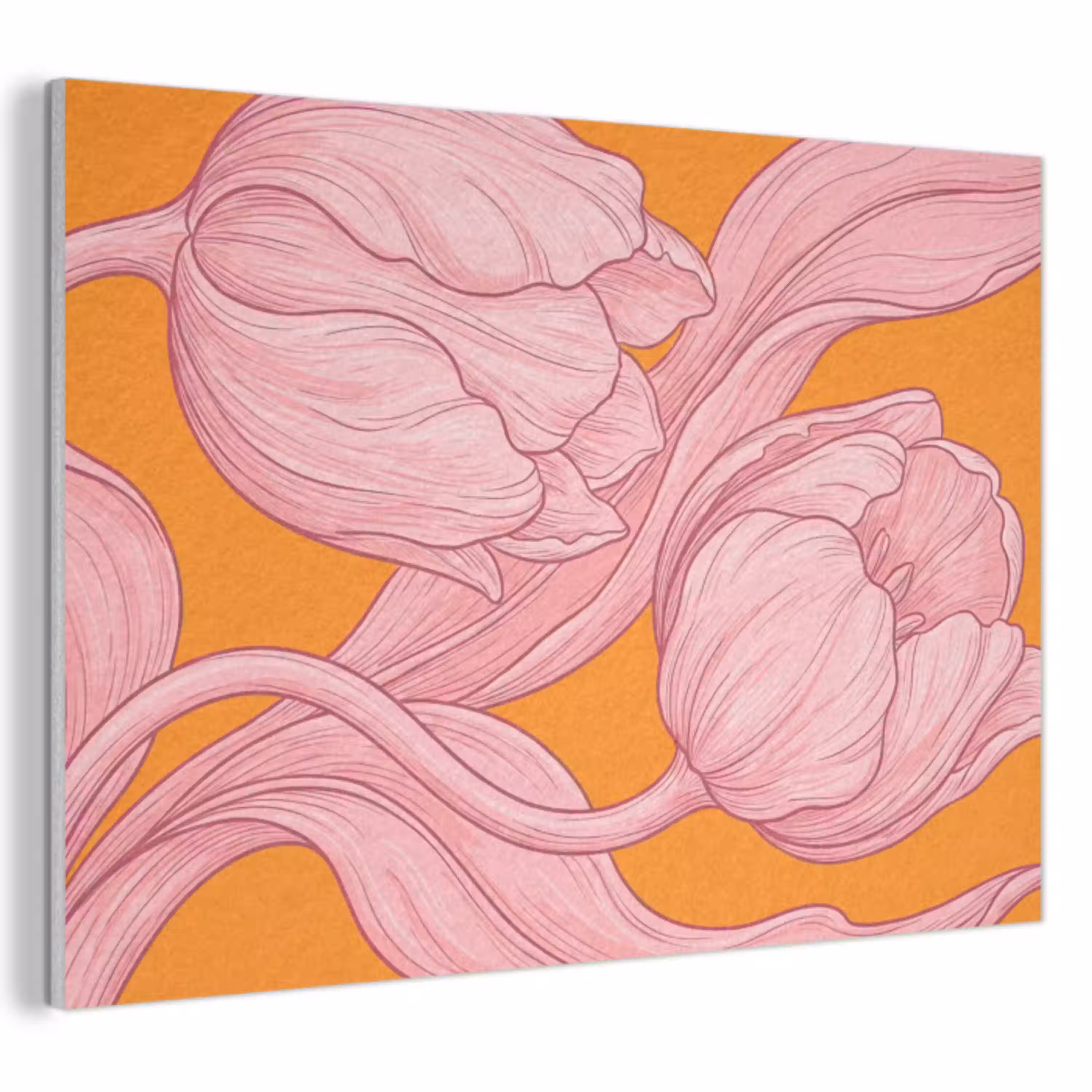 Roze bloemen - Modern PET vilt klein -3d