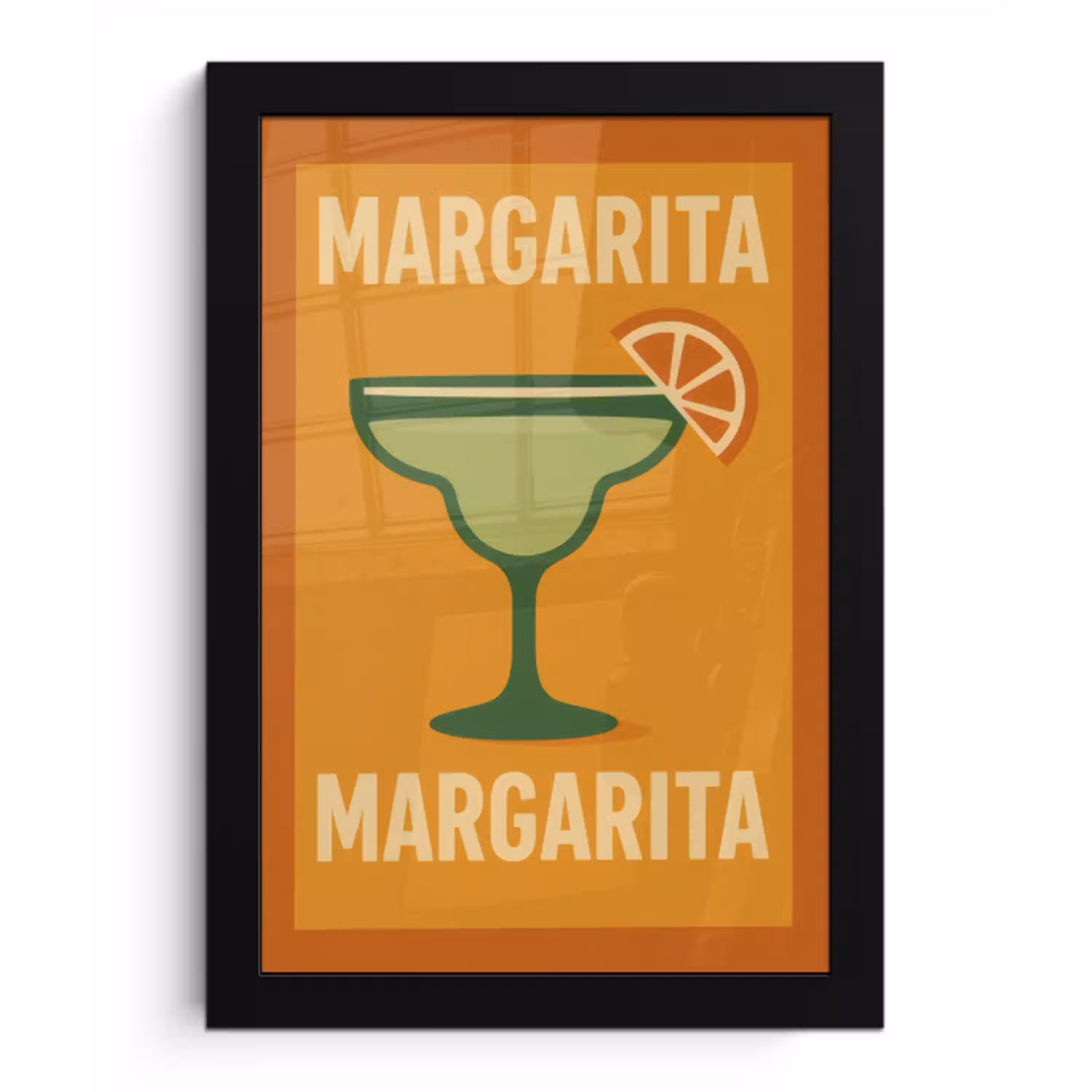 Illustratie - Margarita - Sinaasappelschijf - Oranje fotolijst zwart zonder passe partout klein -3d