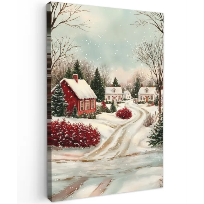 Kerstsfeer - Landelijk - Rood Tuinposter op houten frame 2 cm dik klein -3d
