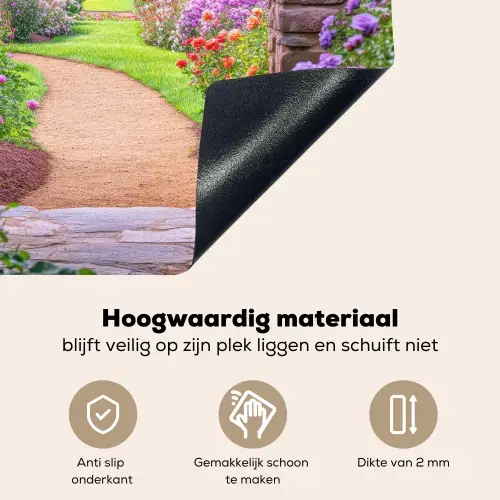 Doorkijk - Poort - Bloemen - Tuin Inductie beschemer met haakjes middel -ky-onderkant-nl